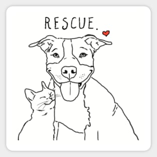 Rescue Pit Bull and Cat Sticker